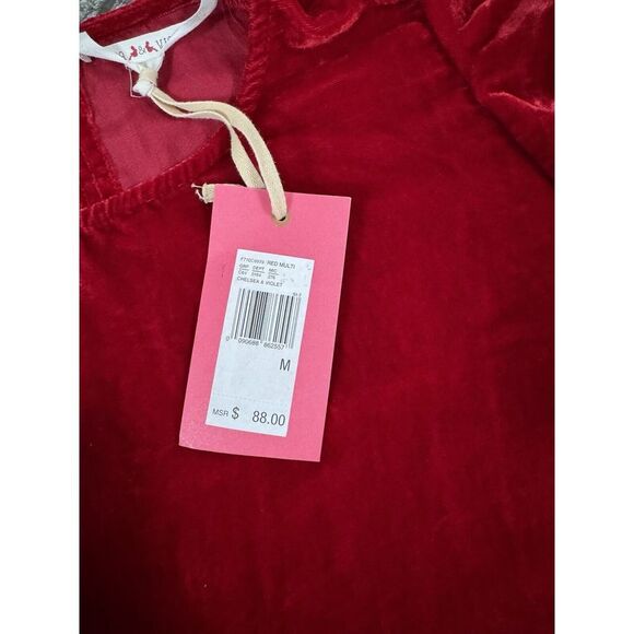 Chelsea & Violet Womens Velvet Flutter Sleeve Mini Dress Red NWT Sz M - Picture 12 of 14
